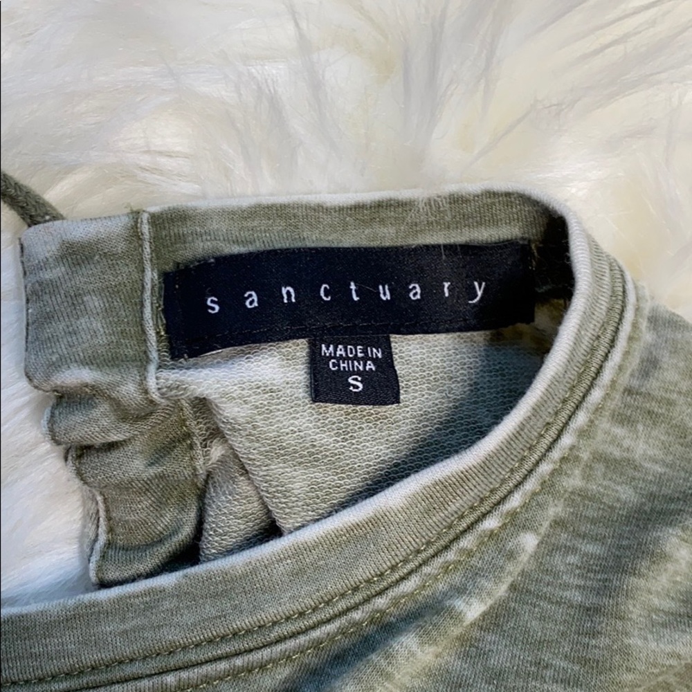 Sanctuary Open Drawstring Back Distressed Moss Top - image 7